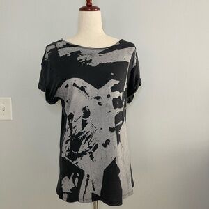 All Saints Black and Gray Abstract Top